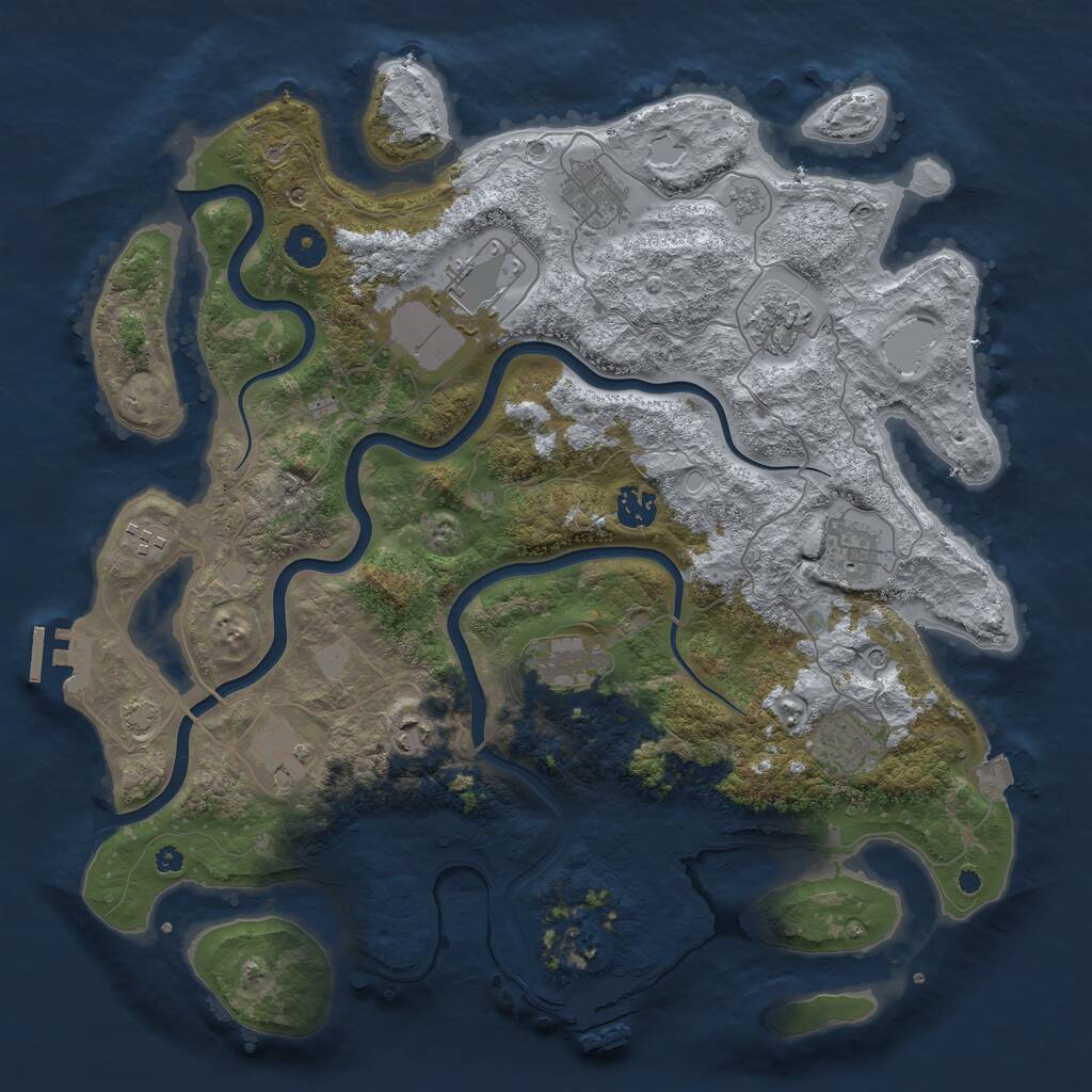 Rust Map: Procedural Map, Size: 3950, Seed: 141830995, 16 Monuments