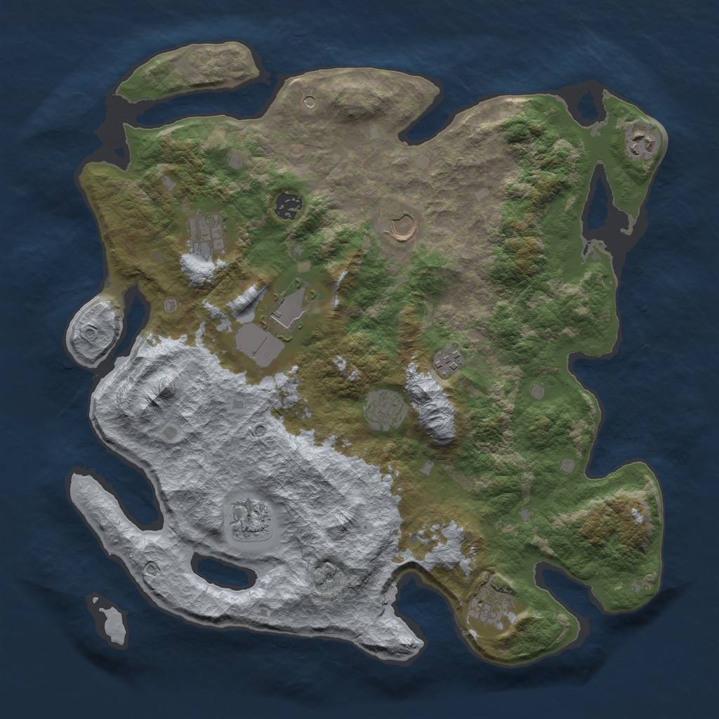 Rust Map: Barren, Size: 4000, Seed: 101, 12 Monuments