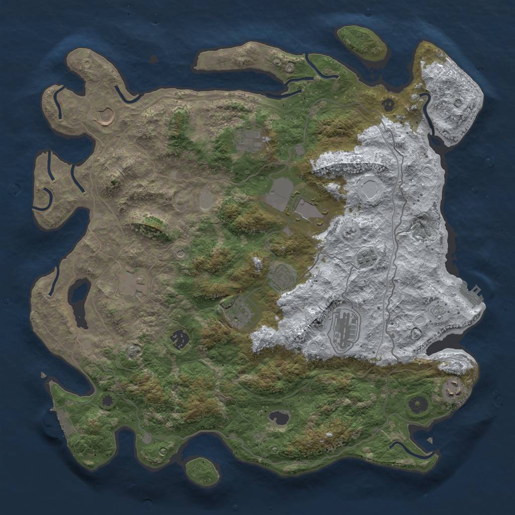 Rust Map: Procedural Map, Size: 4250, Seed: 5220216, 19 Monuments