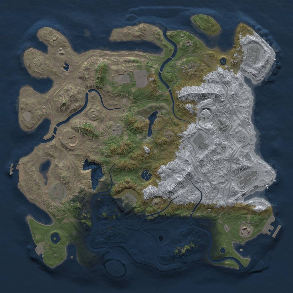 Rust Map: Procedural Map, Size: 4250, Seed: 5220216, 17 Monuments