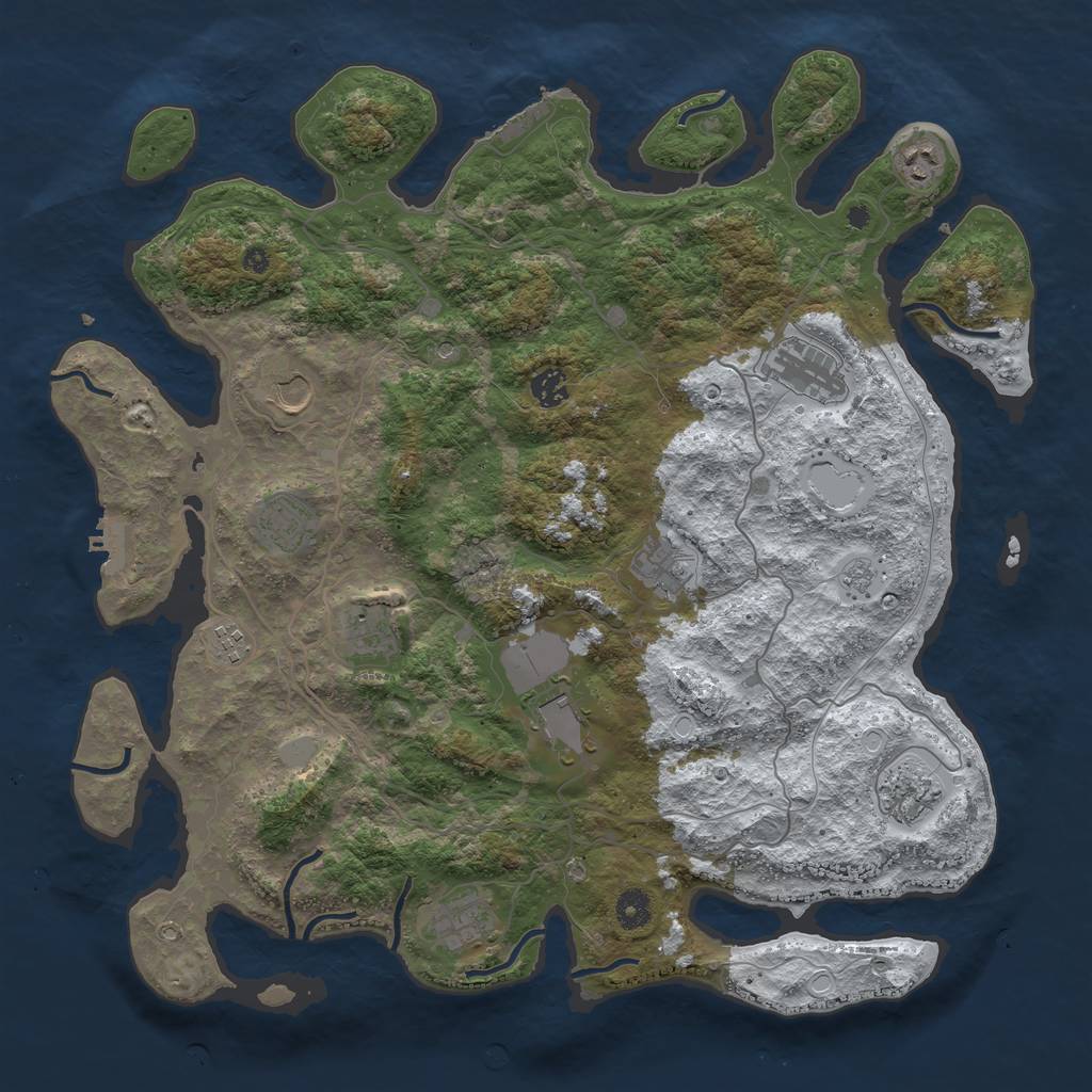Rust Map: Procedural Map, Size: 4250, Seed: 1493543, 20 Monuments