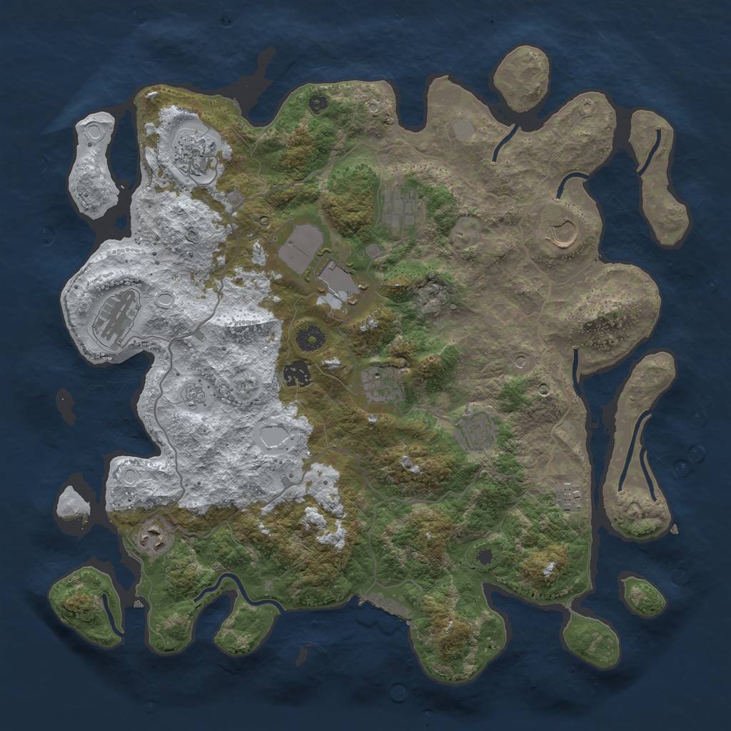 Rust Map: Procedural Map, Size: 4000, Seed: 843586, 18 Monuments
