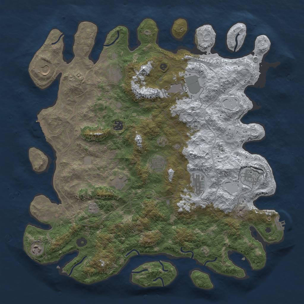 Rust Map: Procedural Map, Size: 4500, Seed: 1891018, 19 Monuments