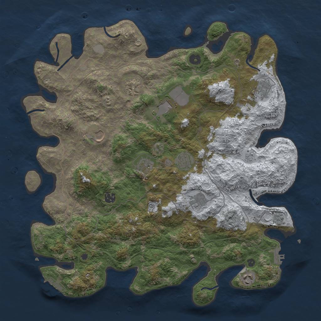 Rust Map: Procedural Map, Size: 4250, Seed: 2864487, 19 Monuments