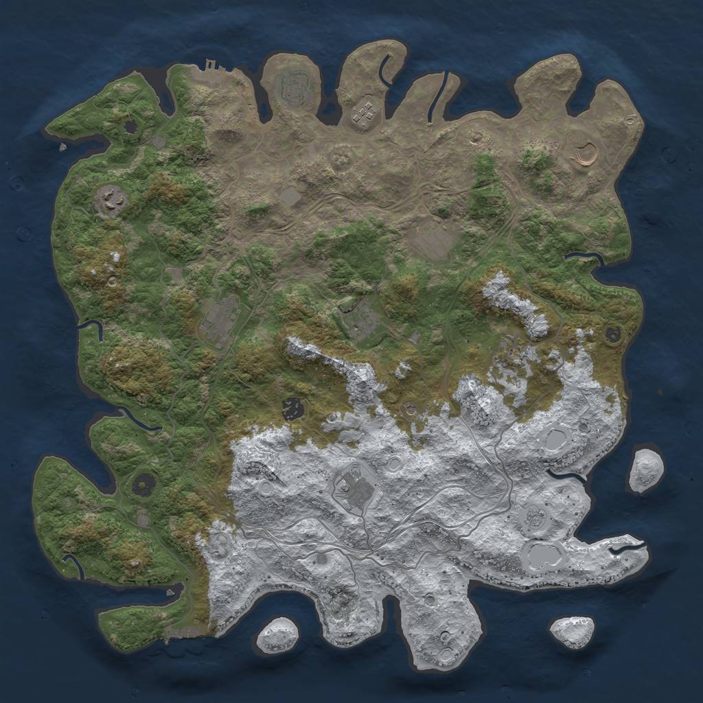 Rust Map: Procedural Map, Size: 4500, Seed: 6278060, 19 Monuments