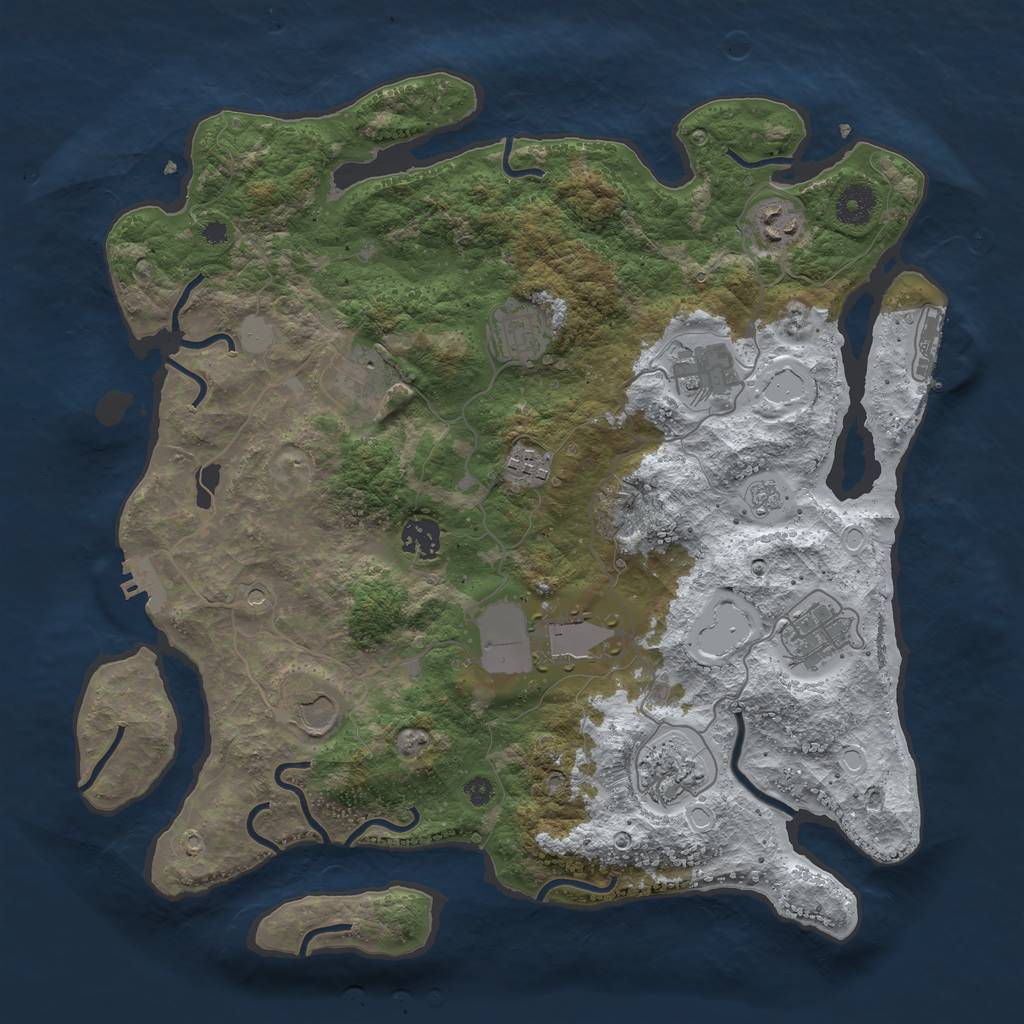 Rust Map: Procedural Map, Size: 3750, Seed: 454458, 19 Monuments