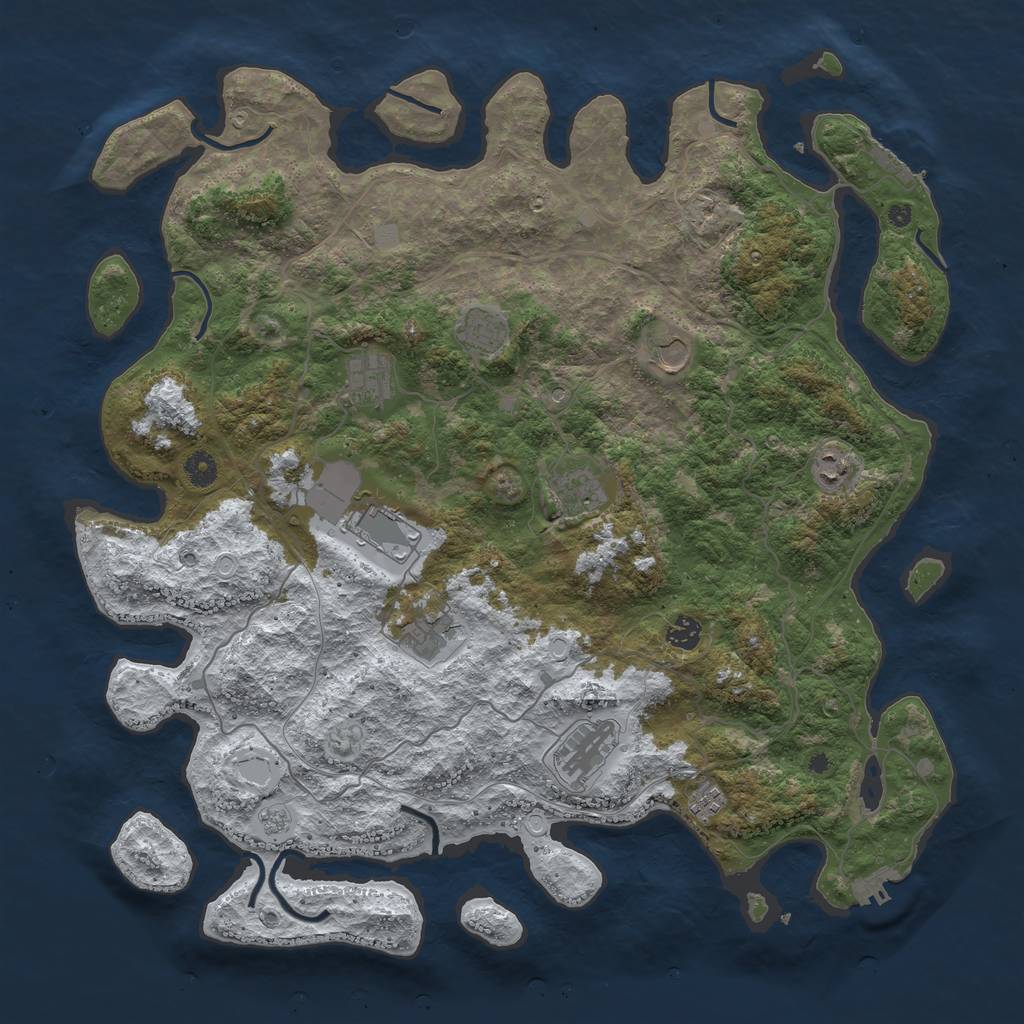 Rust Map: Procedural Map, Size: 4500, Seed: 4595652, 19 Monuments