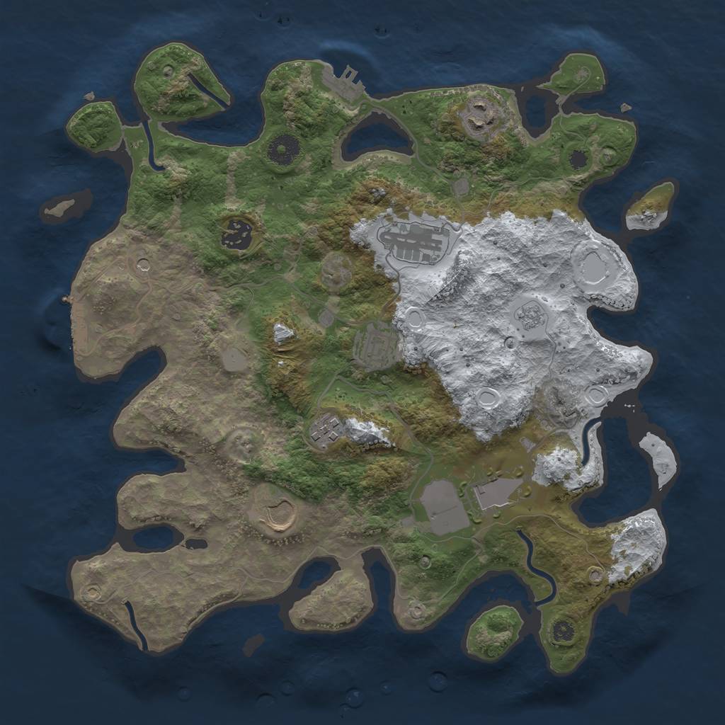 Rust Map: Procedural Map, Size: 3500, Seed: 31904, 16 Monuments
