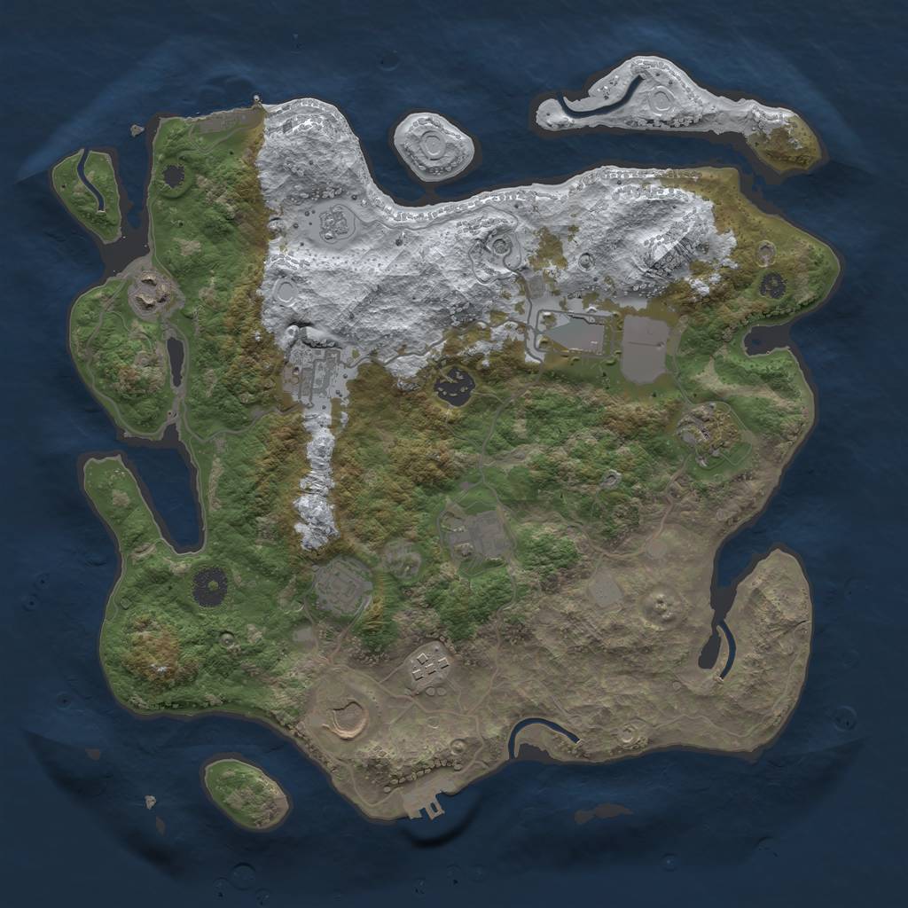 Rust Map: Procedural Map, Size: 3600, Seed: 2433, 18 Monuments