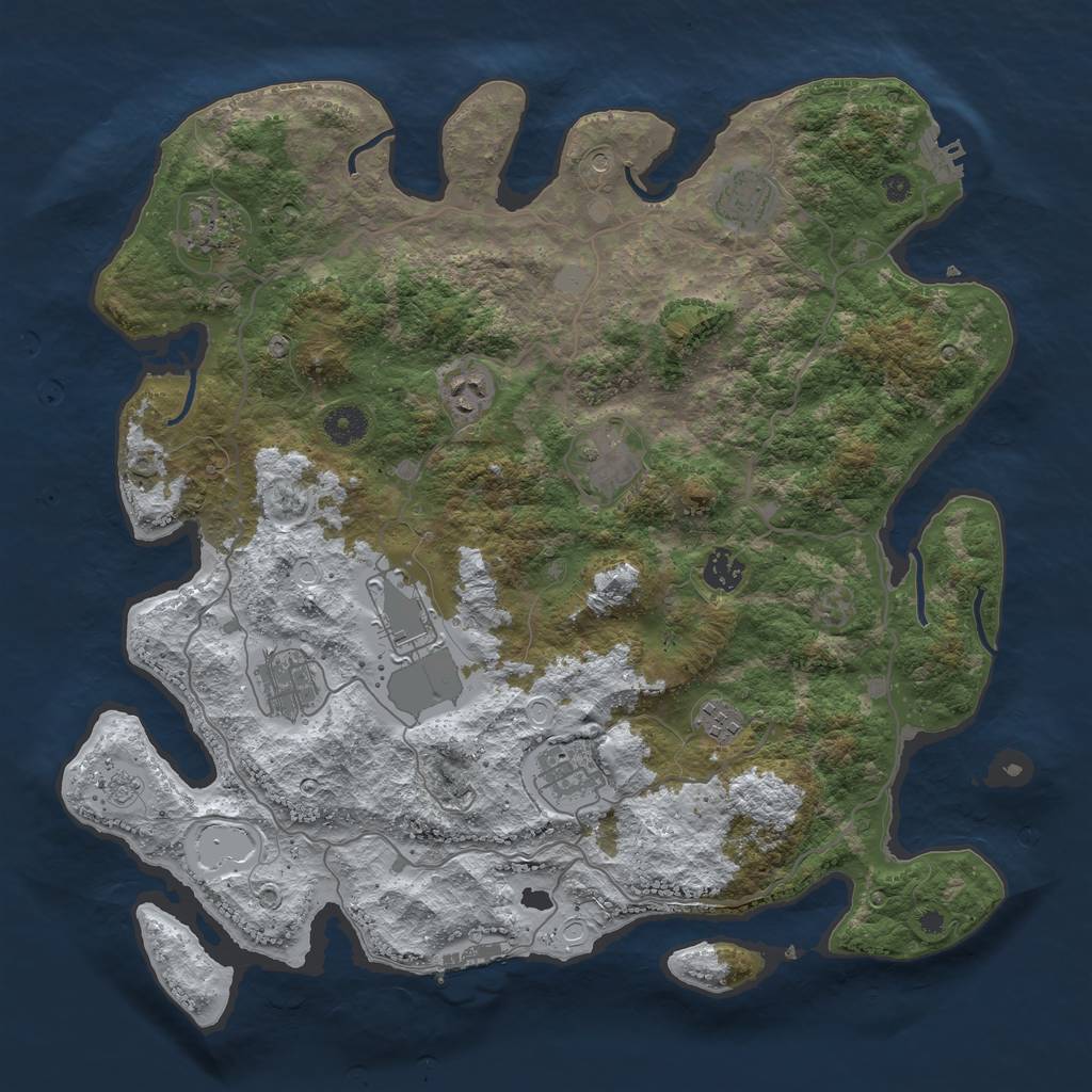 Rust Map: Procedural Map, Size: 4000, Seed: 16081993, 18 Monuments