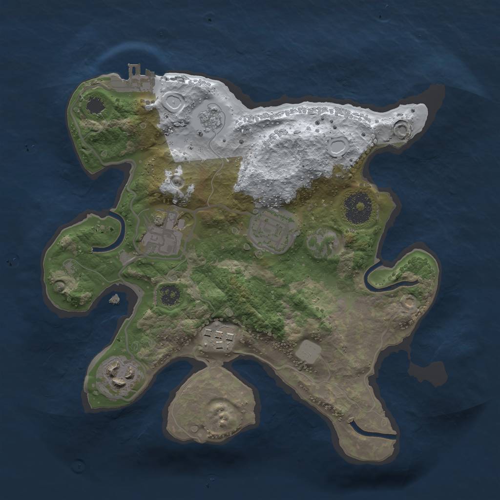 Rust Map: Procedural Map, Size: 2500, Seed: 84144017, 11 Monuments