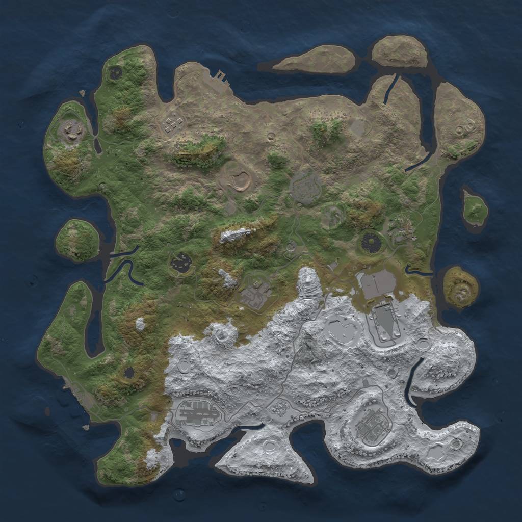 Rust Map: Procedural Map, Size: 3950, Seed: 347862045, 19 Monuments
