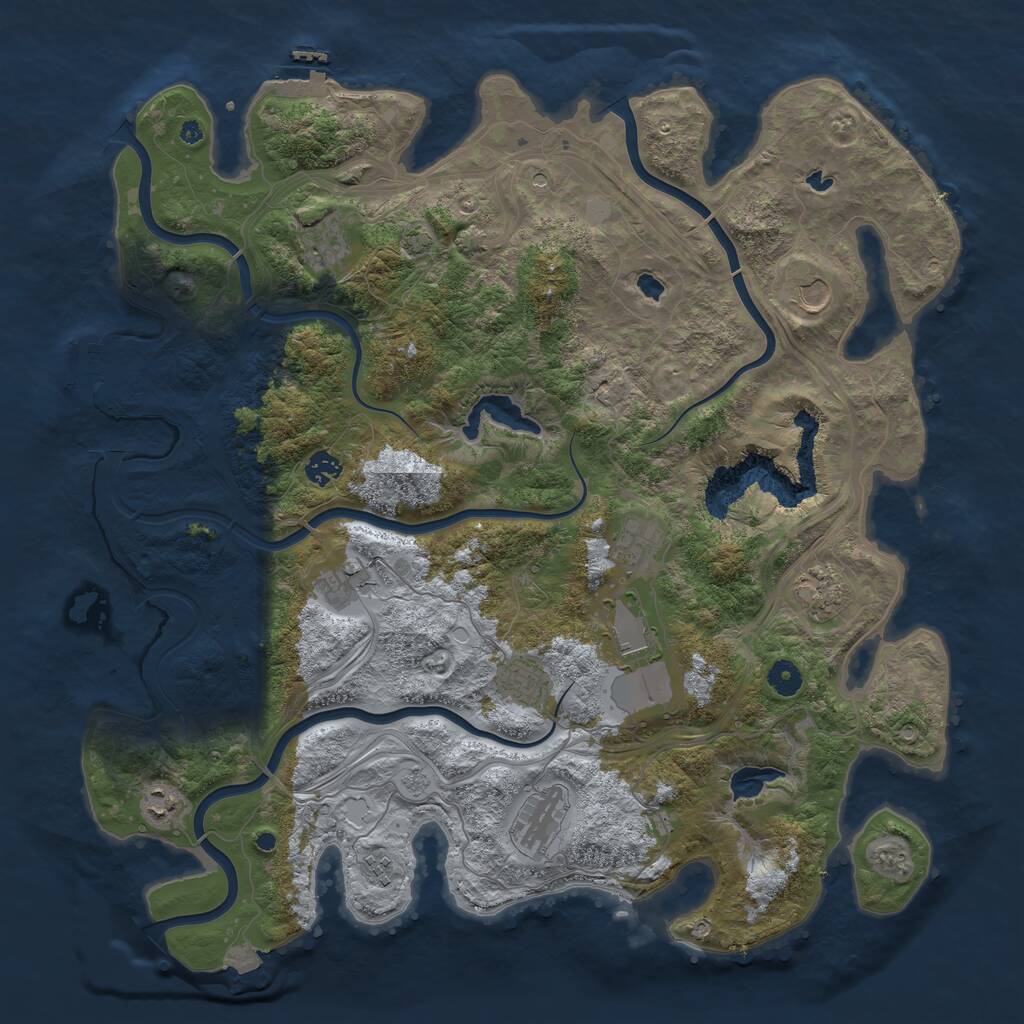 Rust Map: Procedural Map, Size: 4500, Seed: 1070114520, 17 Monuments