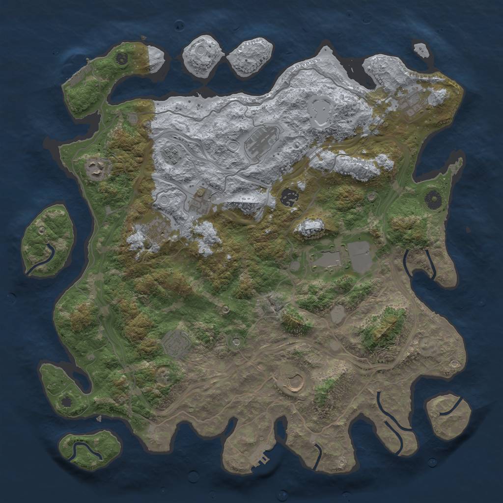 Rust Map: Procedural Map, Size: 4250, Seed: 3753944, 18 Monuments