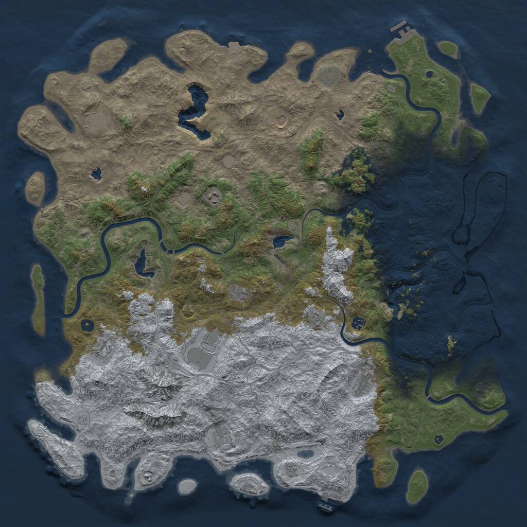 Rust Map: Procedural Map, Size: 6000, Seed: 465032, 17 Monuments