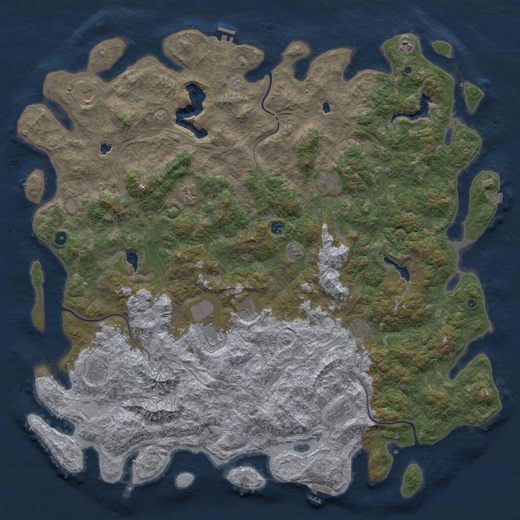 Rust Map: Procedural Map, Size: 6000, Seed: 465032, 17 Monuments