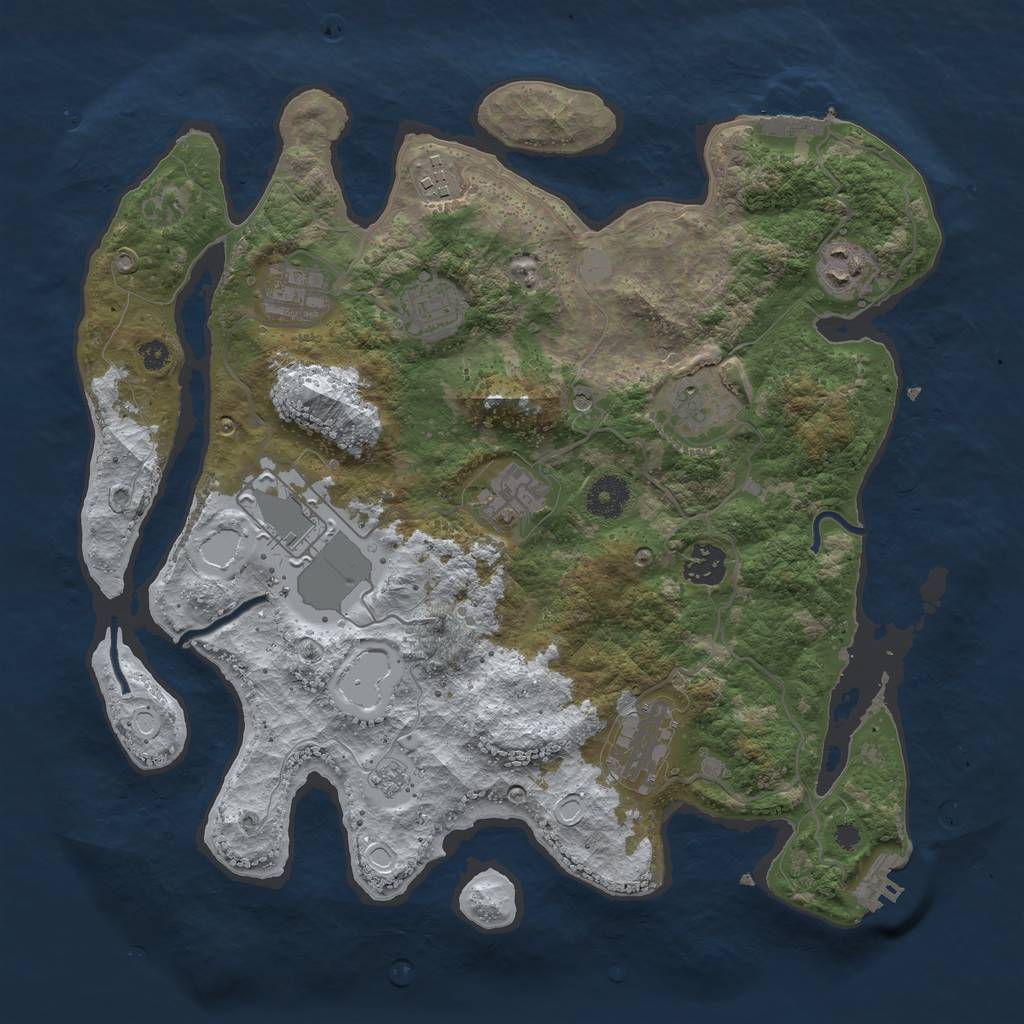 Rust Map: Procedural Map, Size: 3600, Seed: 519, 18 Monuments