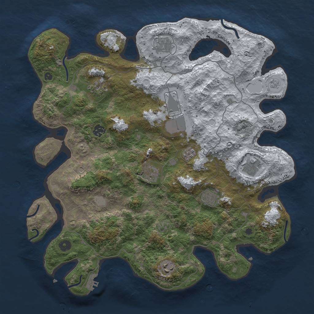 Rust Map: Procedural Map, Size: 4000, Seed: 308785, 17 Monuments