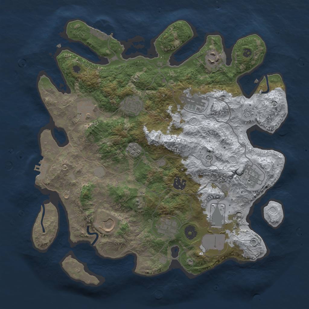 Rust Map: Procedural Map, Size: 3500, Seed: 98195, 19 Monuments