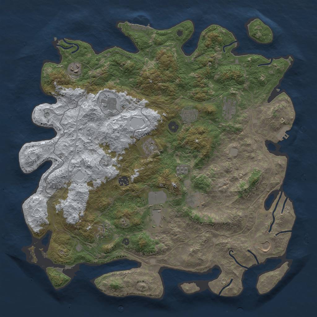 Rust Map: Procedural Map, Size: 4500, Seed: 2812811, 20 Monuments