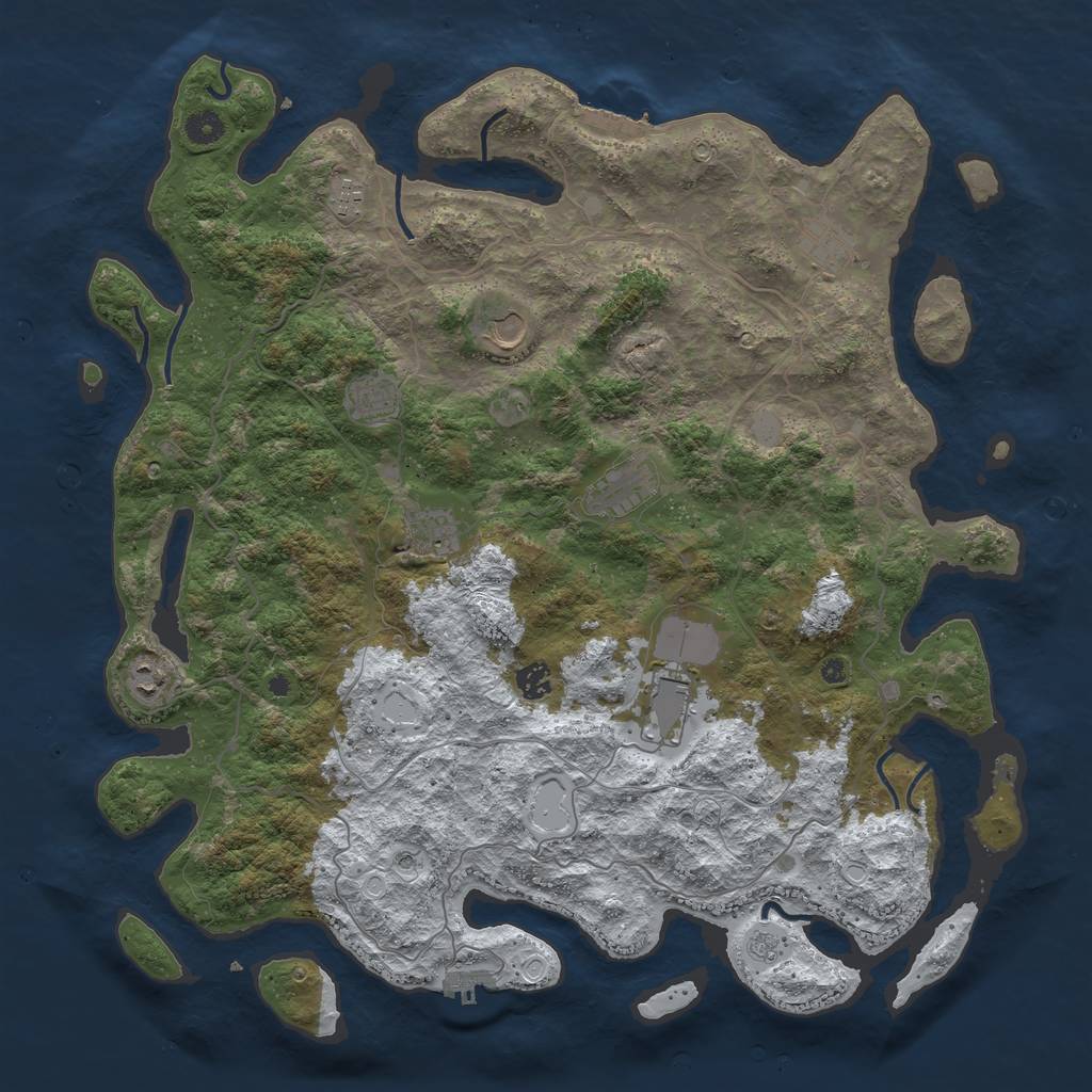 Rust Map: Procedural Map, Size: 4500, Seed: 5773227, 18 Monuments