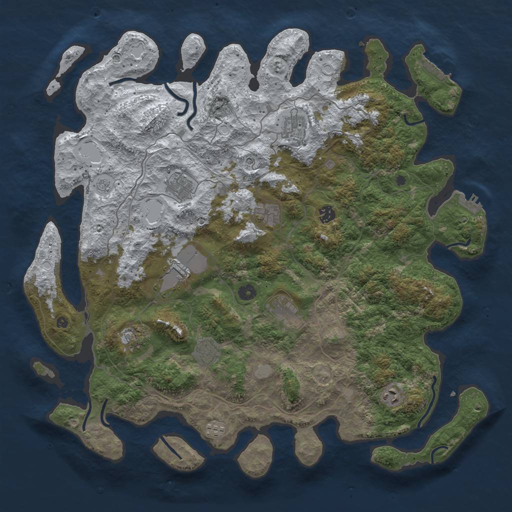 Rust Map: Procedural Map, Size: 4500, Seed: 585114, 19 Monuments