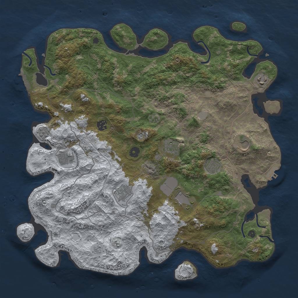 Rust Map: Procedural Map, Size: 4250, Seed: 3987413, 18 Monuments