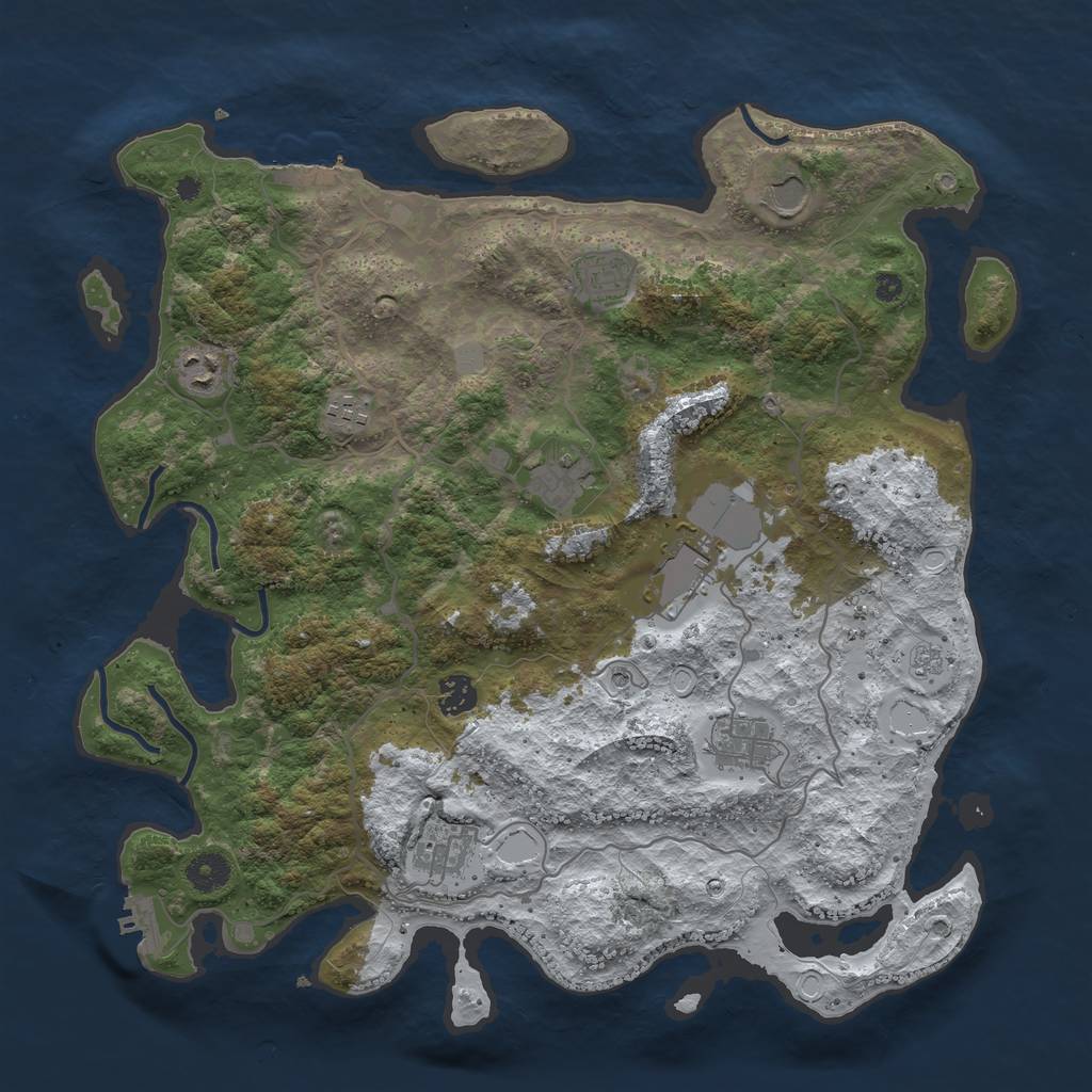 Rust Map: Procedural Map, Size: 4000, Seed: 20500, 18 Monuments
