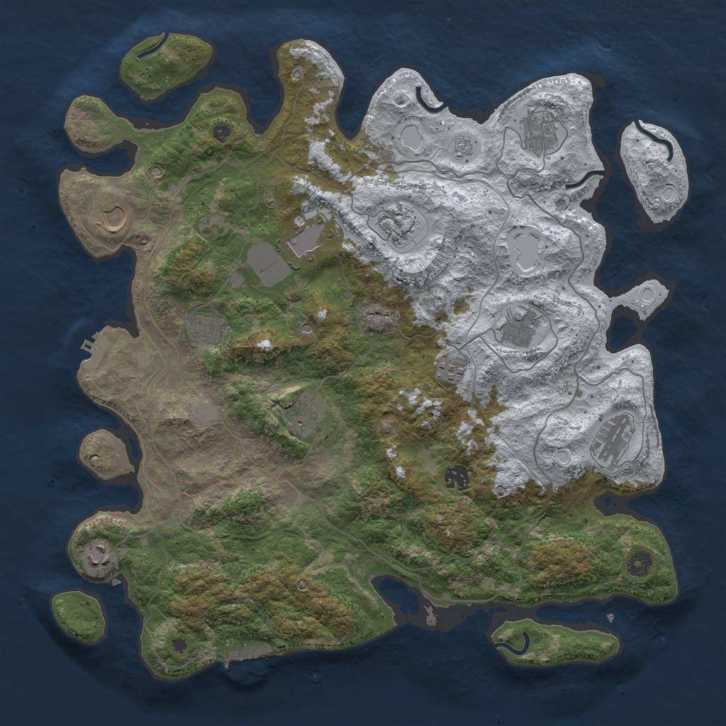 Rust Map: Procedural Map, Size: 4250, Seed: 1390470, 20 Monuments