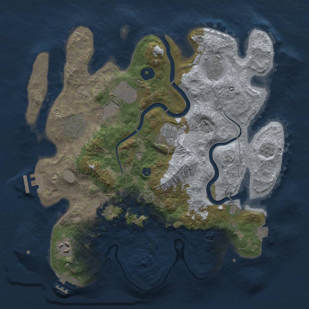 Rust Map: Procedural Map, Size: 3500, Seed: 12377, 13 Monuments