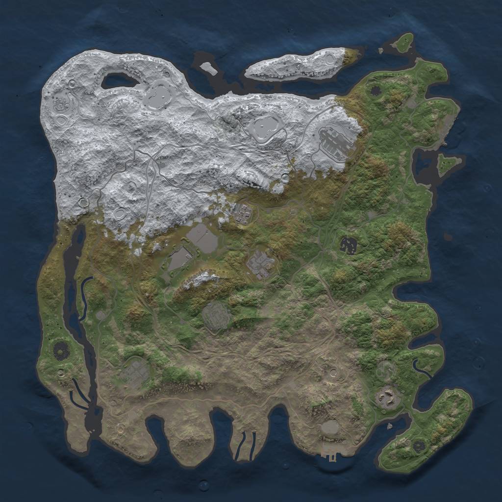 Rust Map: Procedural Map, Size: 4250, Seed: 5270226, 17 Monuments