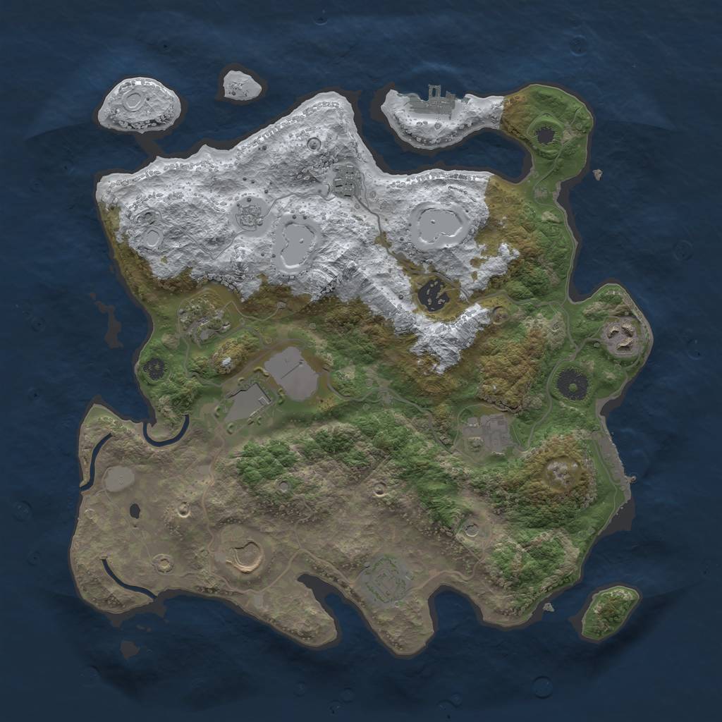 Rust Map: Procedural Map, Size: 3500, Seed: 2785, 17 Monuments