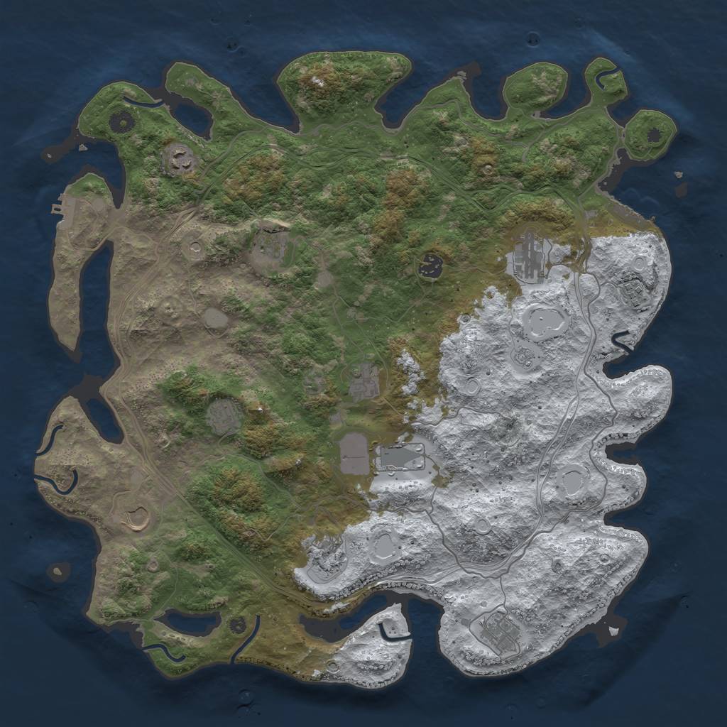 Rust Map: Procedural Map, Size: 4500, Seed: 106787293, 20 Monuments