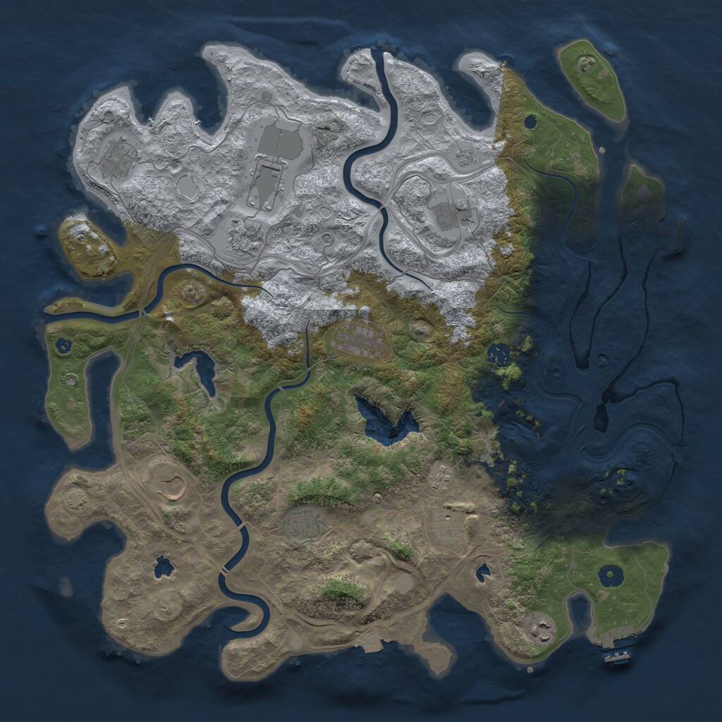 Rust Map: Procedural Map, Size: 4500, Seed: 6424206, 17 Monuments