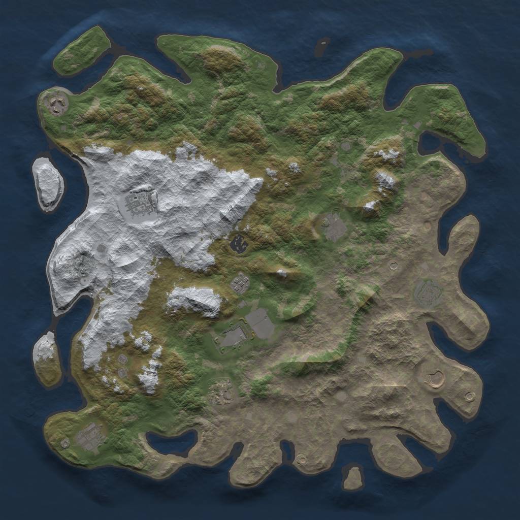 Rust Map: Barren, Size: 4500, Seed: 448107, 13 Monuments