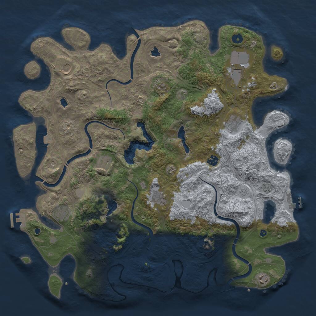 Rust Map: Procedural Map, Size: 4500, Seed: 186644, 16 Monuments