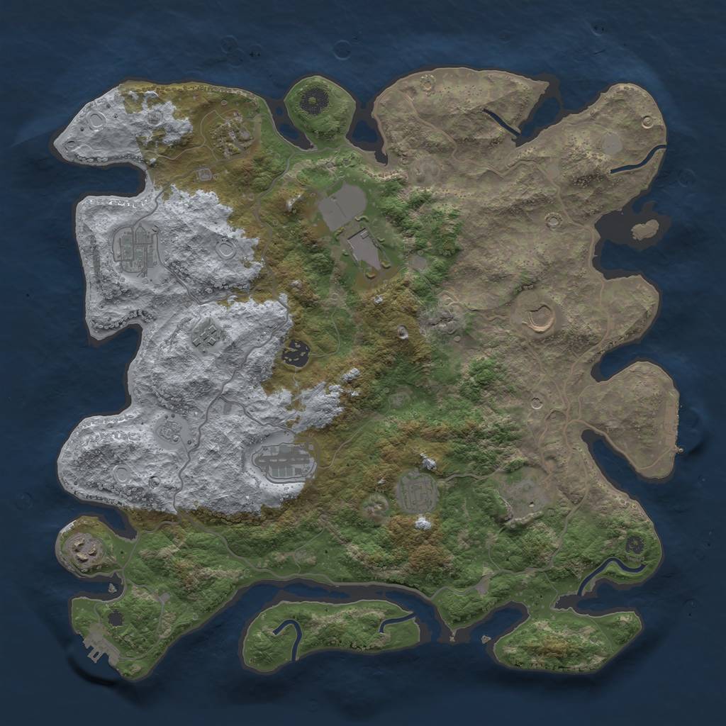 Rust Map: Procedural Map, Size: 4000, Seed: 633088, 19 Monuments