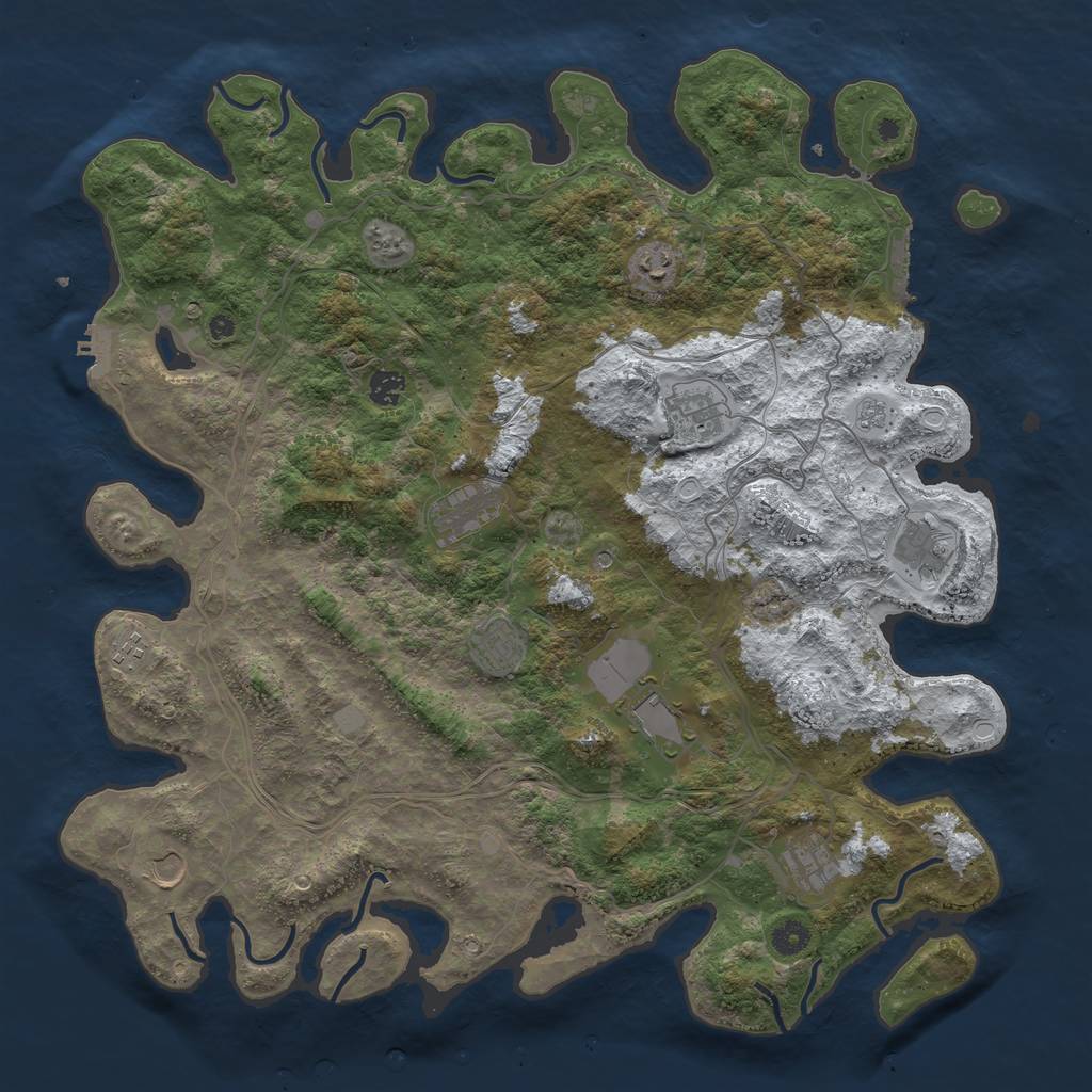 Rust Map: Procedural Map, Size: 4500, Seed: 5715442, 19 Monuments