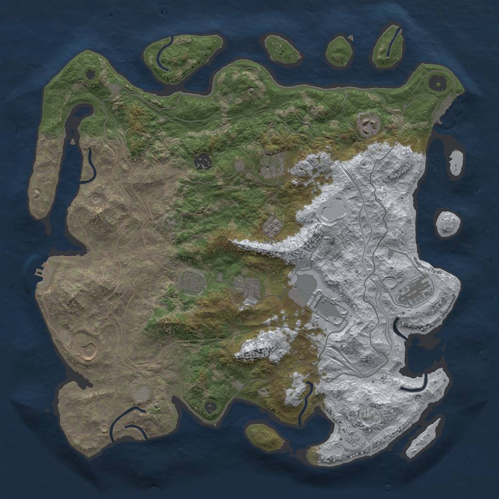 Rust Map: Procedural Map, Size: 4250, Seed: 4019451, 18 Monuments