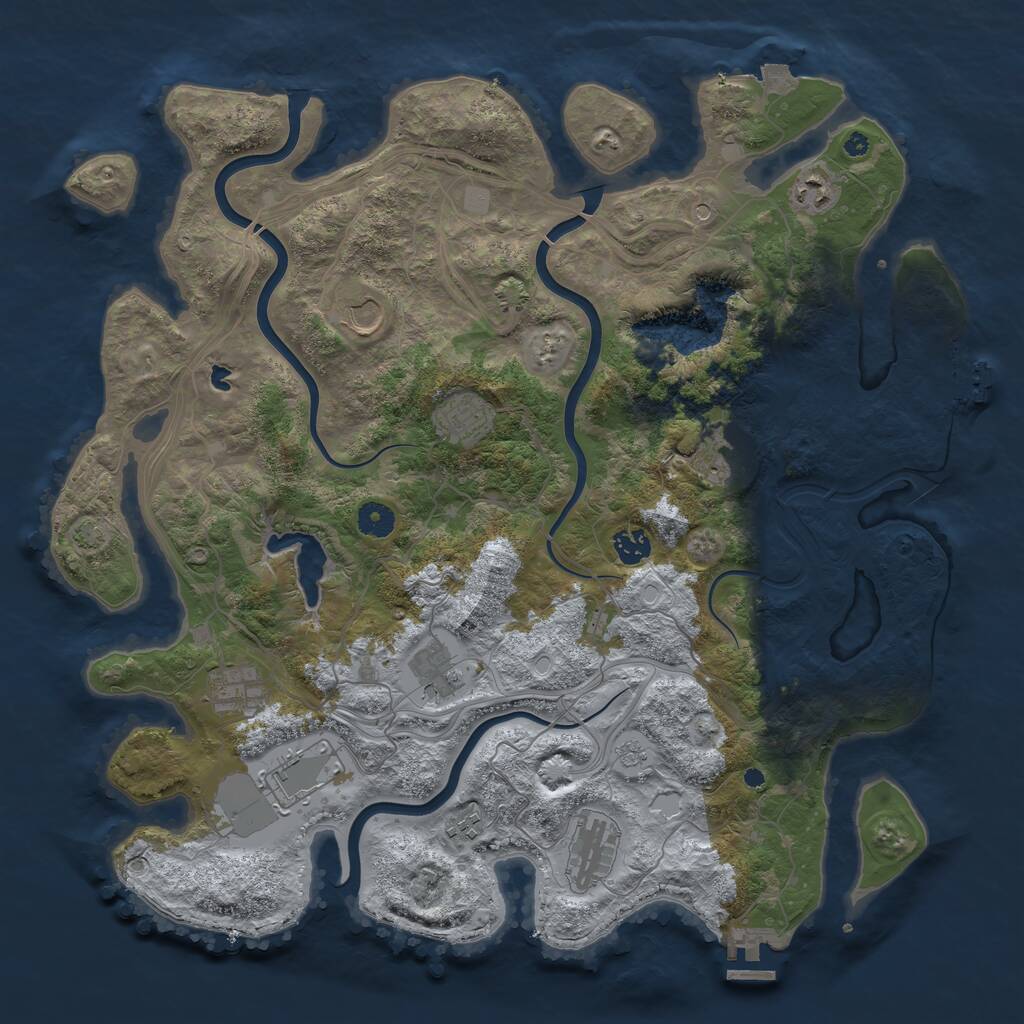 Rust Map: Procedural Map, Size: 4250, Seed: 492893, 16 Monuments