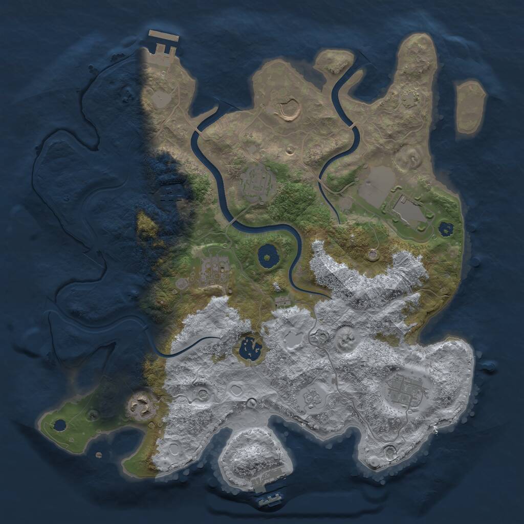Rust Map: Procedural Map, Size: 3500, Seed: 121284650, 14 Monuments