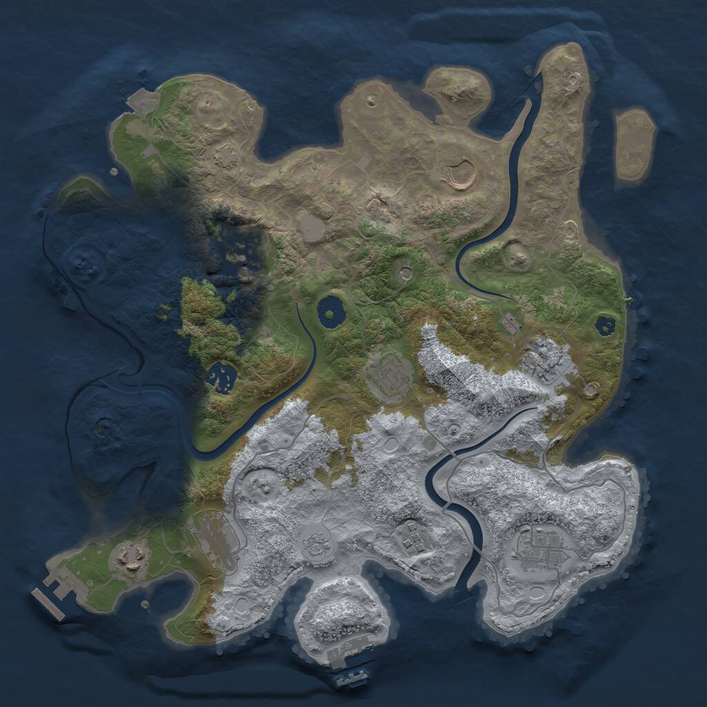 Rust Map: Procedural Map, Size: 3500, Seed: 121284650, 15 Monuments