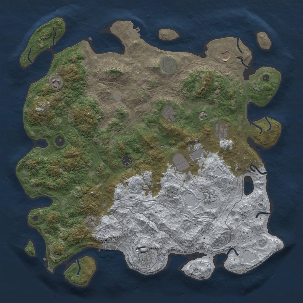 Rust Map: Procedural Map, Size: 4500, Seed: 1338921, 19 Monuments