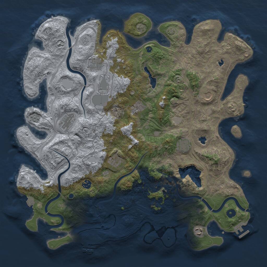 Rust Map: Procedural Map, Size: 4500, Seed: 369555, 16 Monuments