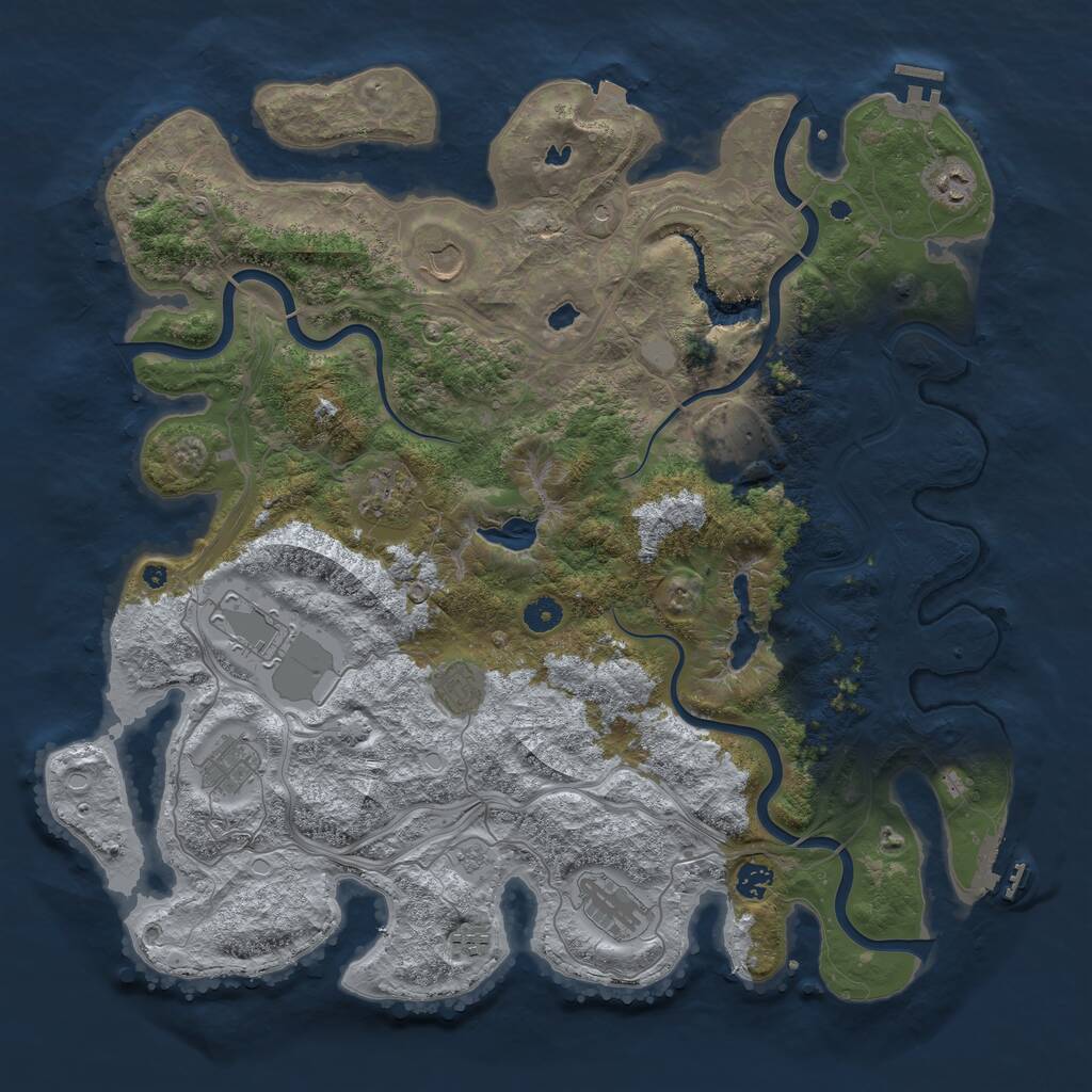 Rust Map: Procedural Map, Size: 4500, Seed: 1663209, 16 Monuments
