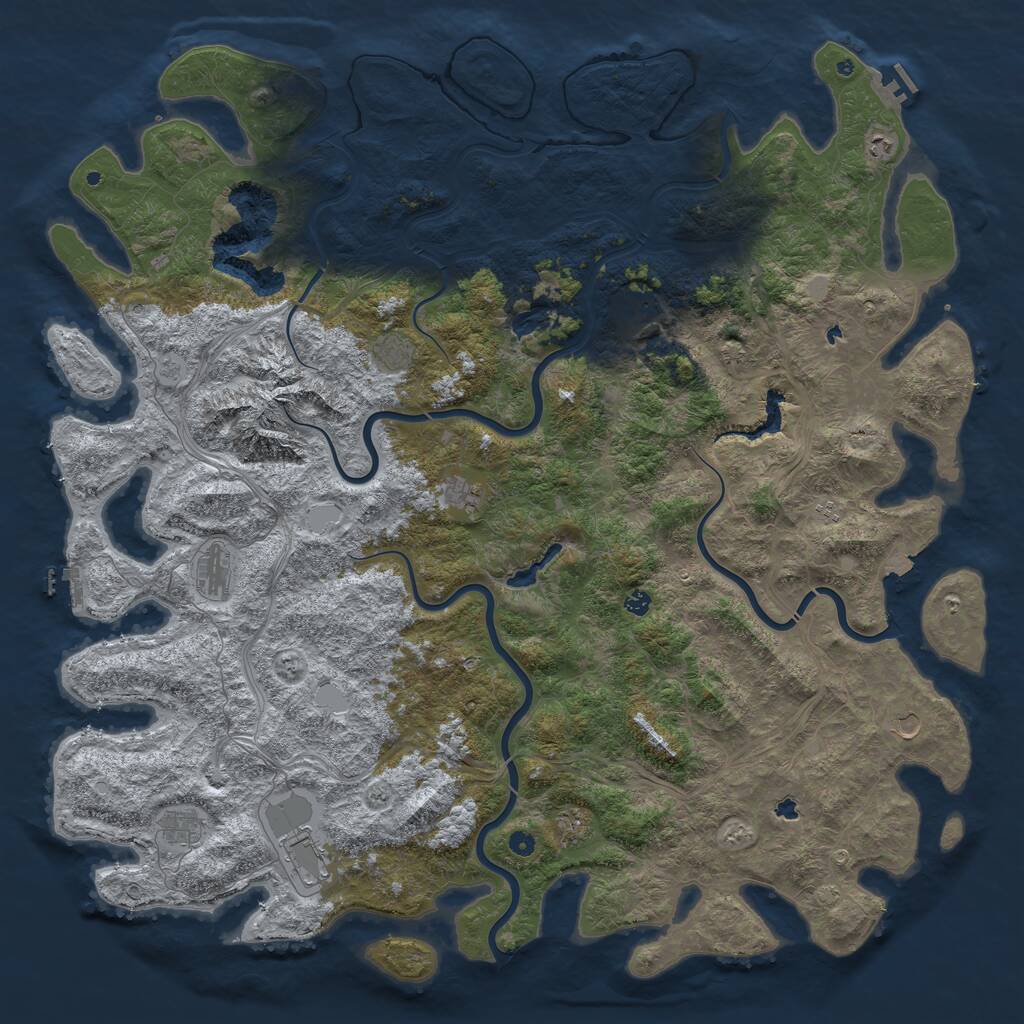 Rust Map: Procedural Map, Size: 6000, Seed: 365064, 17 Monuments