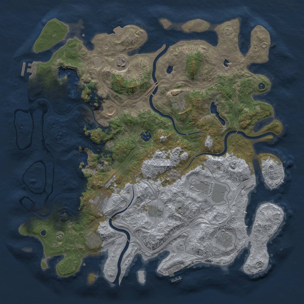 Rust Map: Procedural Map, Size: 4500, Seed: 1792413, 16 Monuments