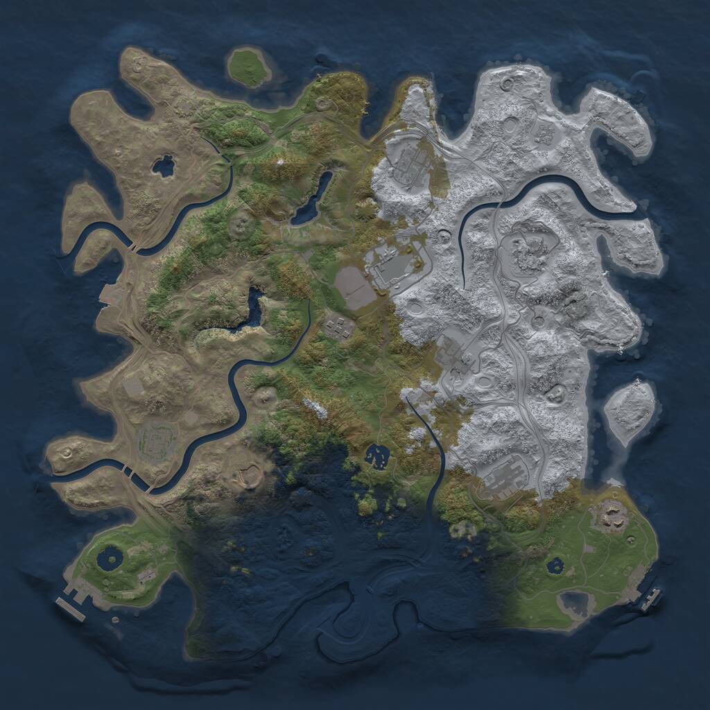 Rust Map: Procedural Map, Size: 4250, Seed: 844844, 16 Monuments