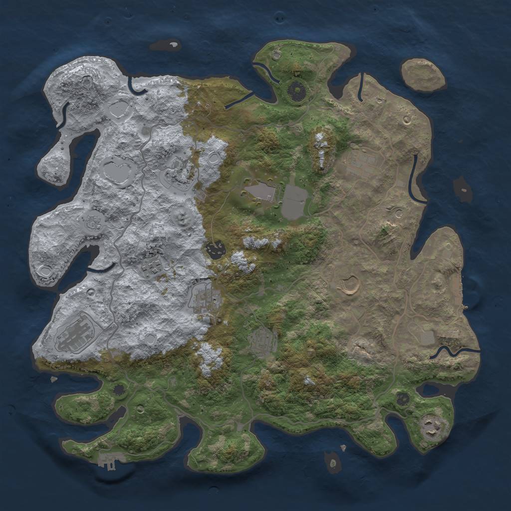 Rust Map: Procedural Map, Size: 4000, Seed: 52407, 19 Monuments
