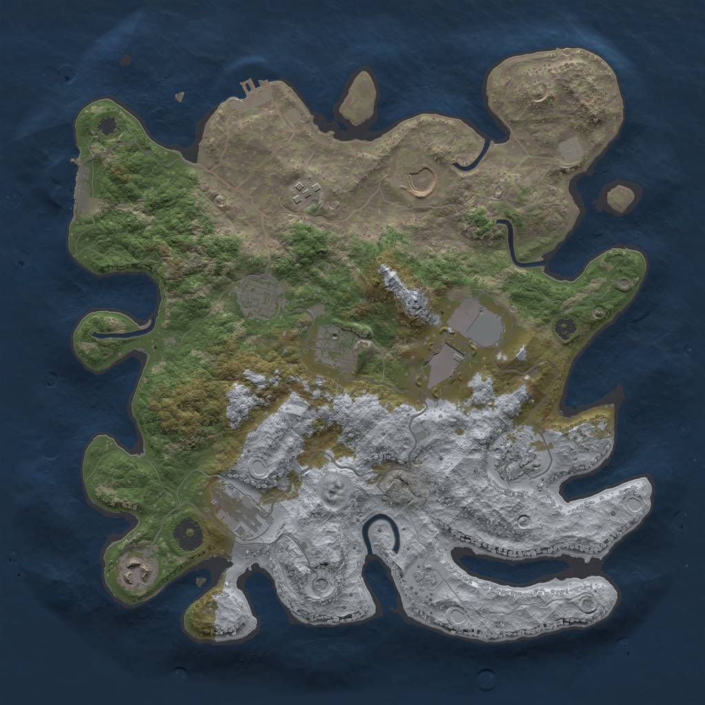 Rust Map: Procedural Map, Size: 3500, Seed: 5543, 17 Monuments